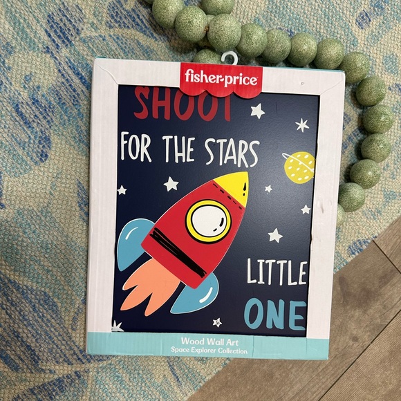 New Fisher-Price Space Explorer Rocket Wall Art Wood Boy’s Room Baby Nursery - Picture 4 of 15